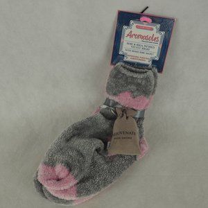 Aromasoles Rose & Shea Infused Velvet Socks Bonus Sachet 2 Pair Pack Gray Pink